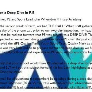 Ofsted Deep dive in PE Case Study