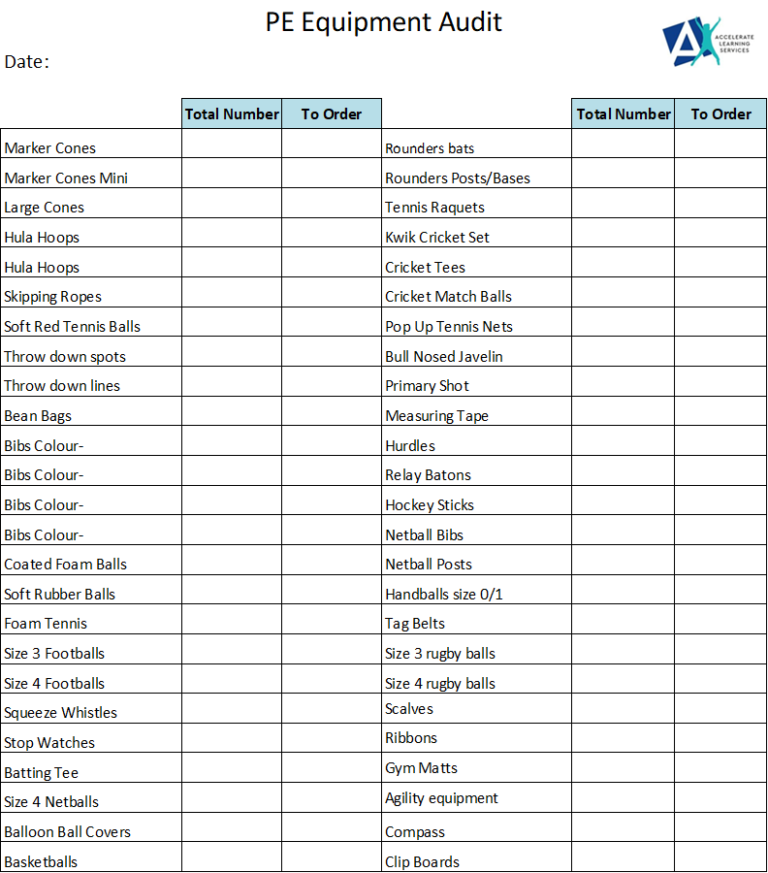 PE Equipment Essentials List | Accelerate Learning Services